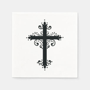 Premium Ornamentalt Snidat Kors Konst Pappersservett