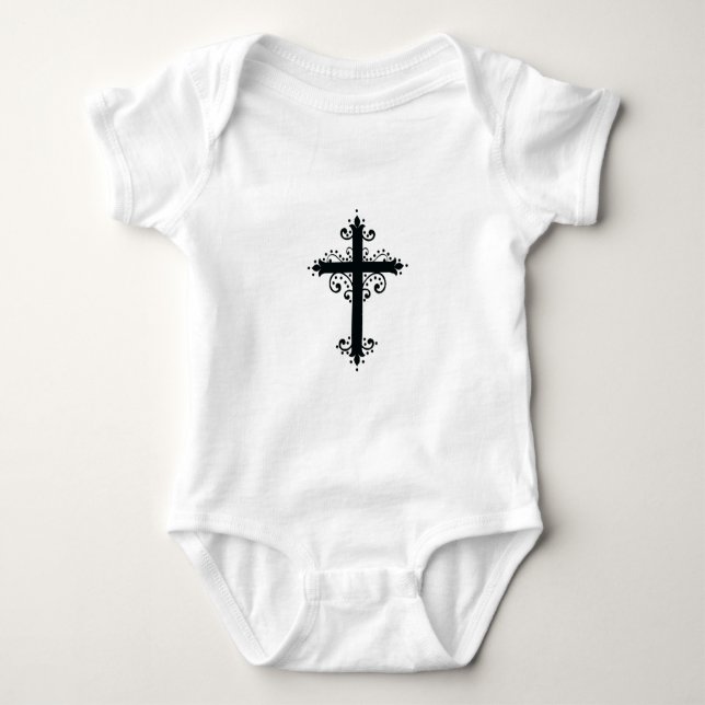Premium Ornamentalt Snidat Kors Konst T Shirt (Framsida)