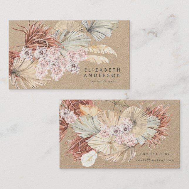 Premium Pampas Original Kraft Modern Designer Visitkort (Fram/baksida)