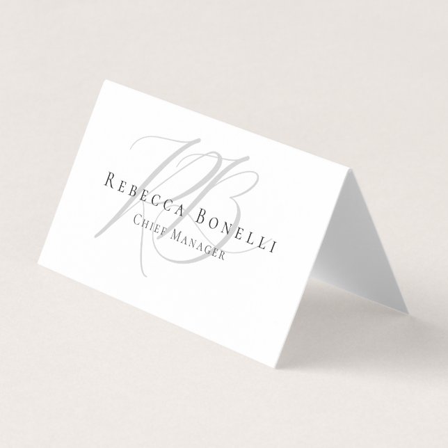 Premium Pärla Exklusiv Unik Modern Monogram Visitkort (Framsida)