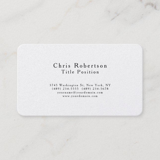 Premium Pärla Svart Vitt Charmerande Minimalistisk Visitkort (Framsida)