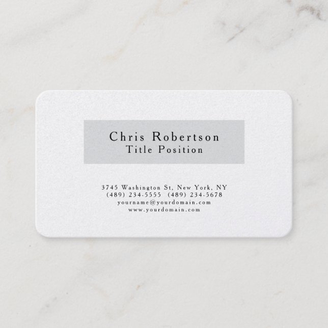 Premium Pärlemor Svart Grå Vit Charming Minimalist Visitkort (Framsida)