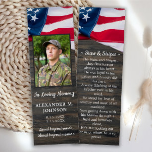 Premium Patriotic Photo Military Prayer Bookmark Litet Visitkort