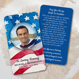 Premium Patriotic Veteran Memorial Prayer Card Visitkort