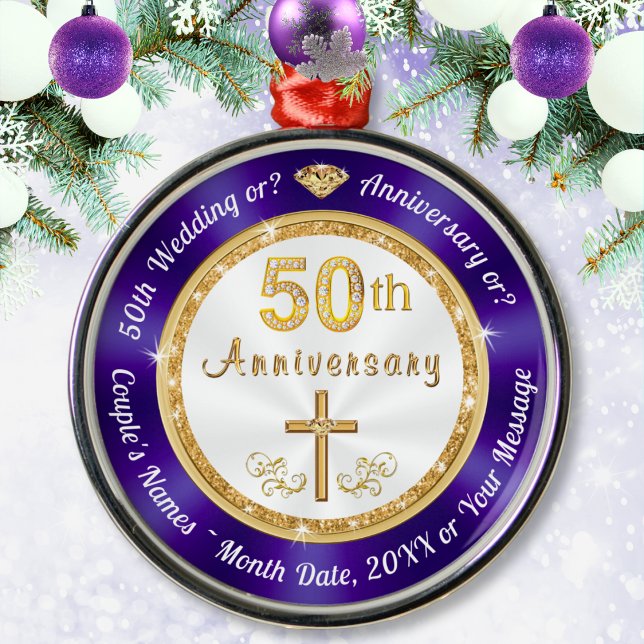 Premium, Personlig 50-årsjubileum Ornaments Julgransprydnad Metall (Personalized 50th Anniversary Ornaments. 50th anniversary Christmas ornaments. Golden Anniversary!)