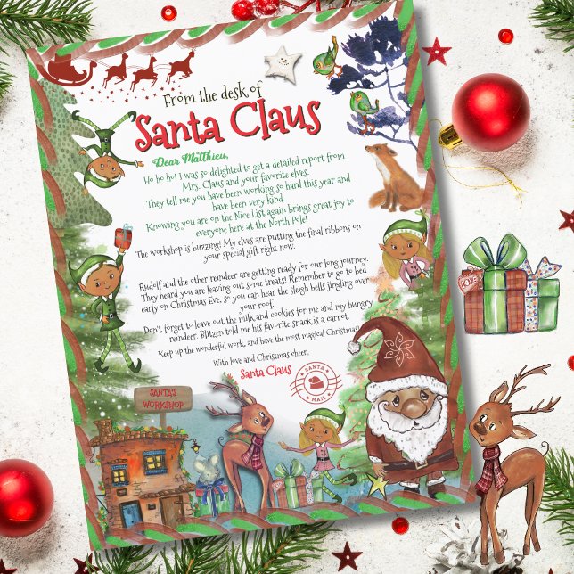 Premium Personligt Vattenfärgbrev från Tomte  (Premium Personalized Watercolor Letter from Santa )