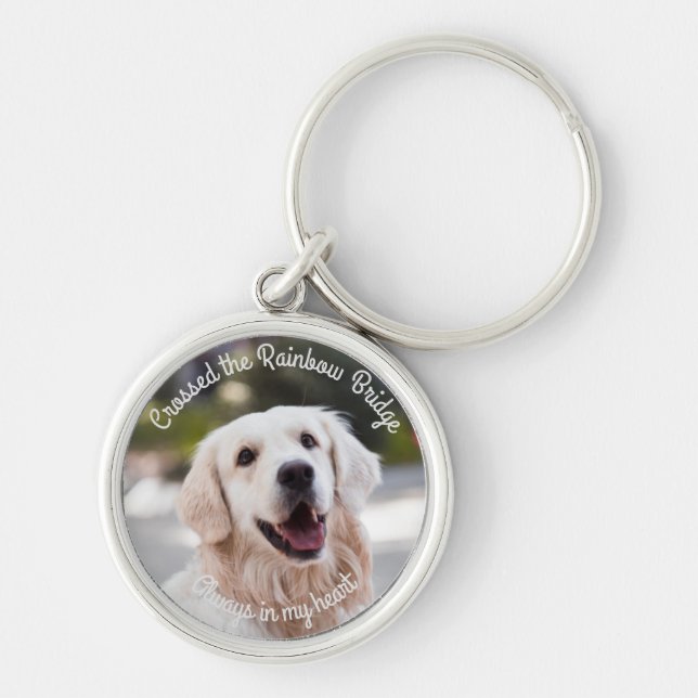 Premium Pet Memorial Keychain Rund Silverfärgad Nyckelring (Framsidan)