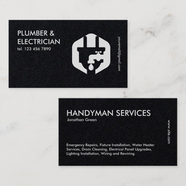 Premium Plumber & Electrician Visitkort (Fram/baksida)