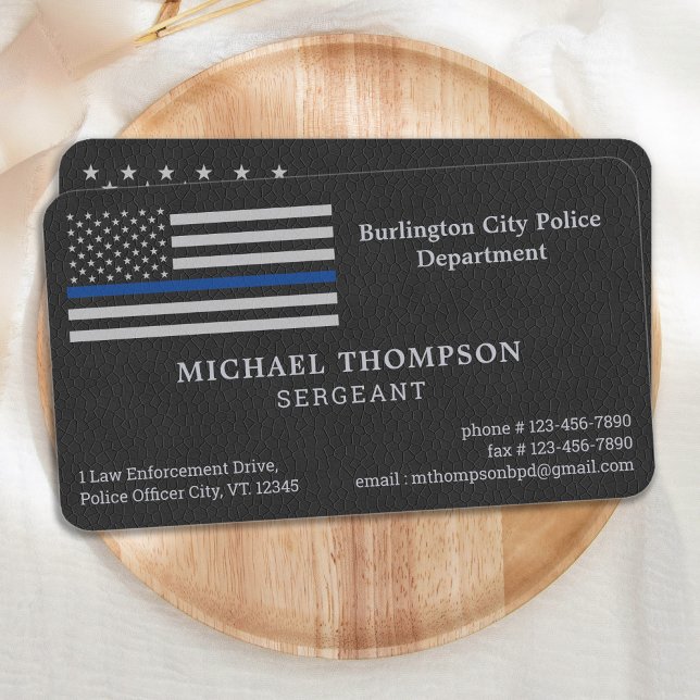 Premium Police Department Faux Leather Officer Visitkort (Skapare uppladdad)