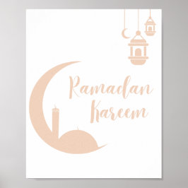 Premium Ramadan Kareem Halvmåne och Lykta Vägg Poster