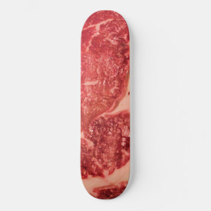 Premium Rått Rött Kött Marmorerad Steak Makrofot Skateboard Bräda 20,5 Cm