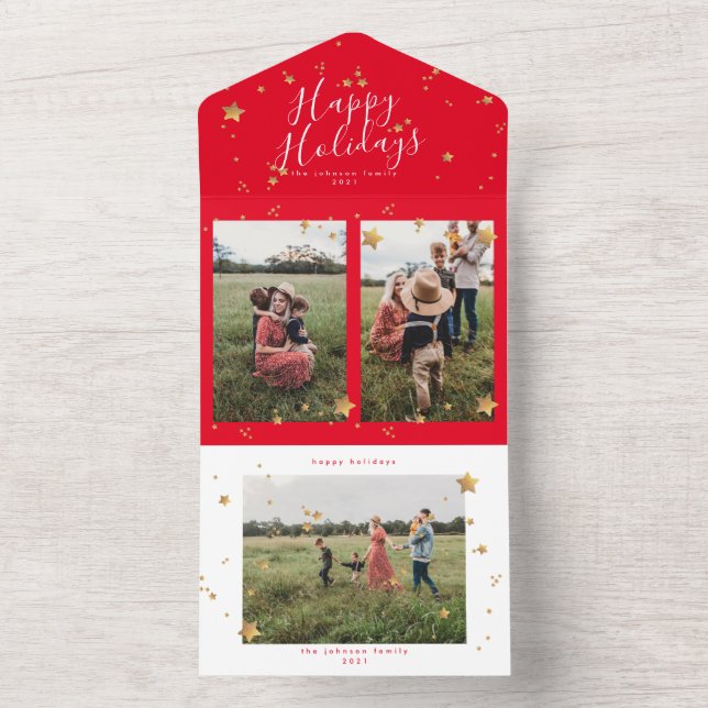 Premium Red Multi Photo Starry Nattjul (Insida)