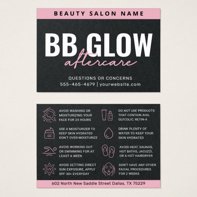 Premium Rosa BB-glimt efter omsorgskort Visitkort (Framsida & baksida)