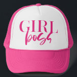 Premium-Rosa| Flickan Chef| Modern Ultra Keps<br><div class="desc">Att ta sig ur folkmassan - för affärsägaren eller säljaren av ett varumärke som försöker visa att det är på väg att utvecklas och modernt. 

*Om du vill ha ytterligare Zazzle-företagsmateriel,  annonsering eller marknadsföring som matchar det här objektet kontaktar du oss via designerkontakten på vår webbplats.</div>