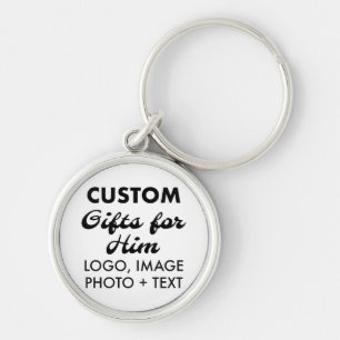 Premium Round Keychain-Anpassningsbar för honom Rund Silverfärgad Nyckelring