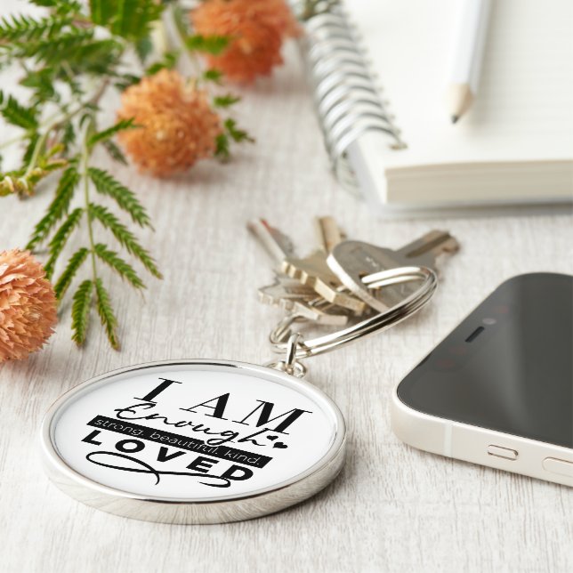 Premium Round Keychain Rund Silverfärgad Nyckelring (Sidan)