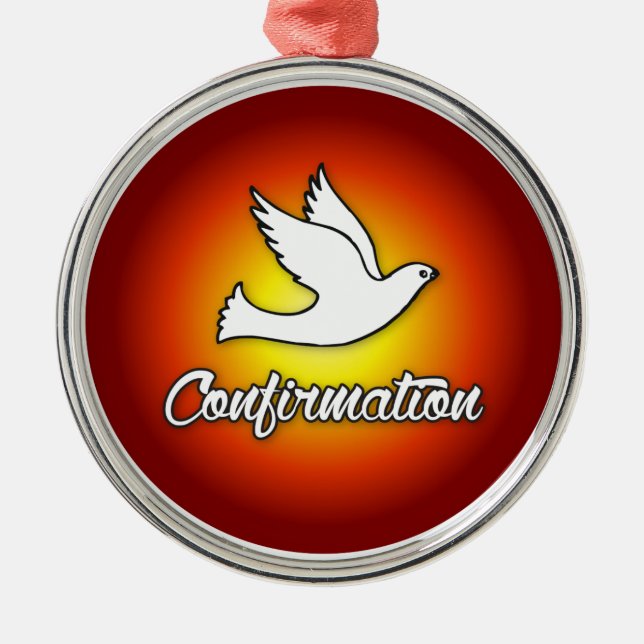 Premium Round Ornament, Bekräftelse, Dove, Red Julgransprydnad Metall (Framsidan)