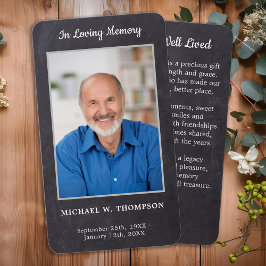 Premium Rustic Memorial Photo Funeral Prayer Card Visitkort