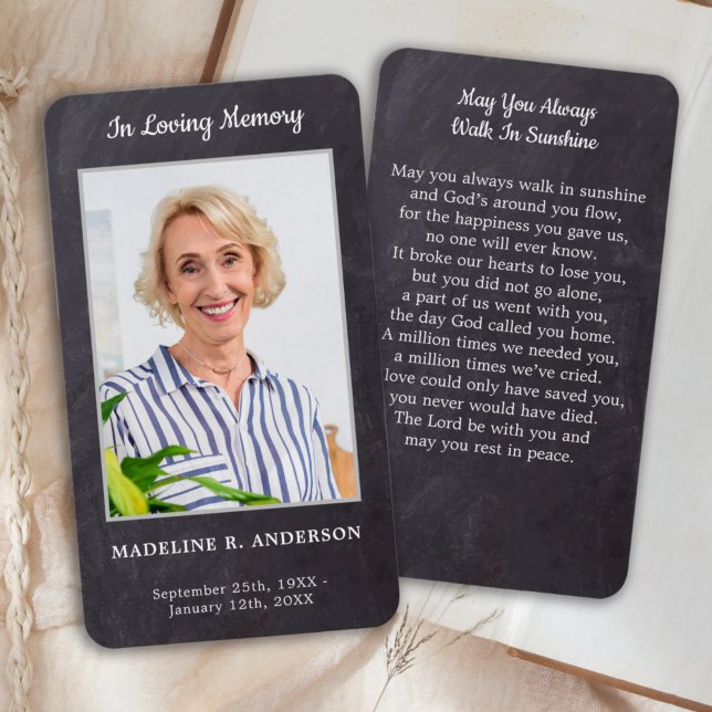 Premium Rustic Photo Sympathy Memorial Prayer Card Visitkort (Skapare uppladdad)