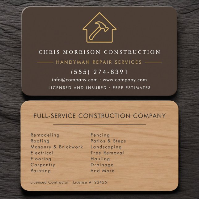 Premium Rustic Wood Remodeling Handyman Visitkort (Skapare uppladdad)