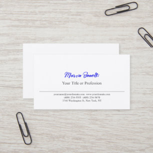 Premium Silke Black & White Blue Professional Visitkort