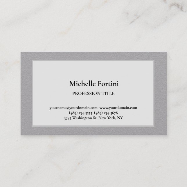 Premium Silke Elegant Plain Simple Minimalist Gråt Visitkort (Framsida)