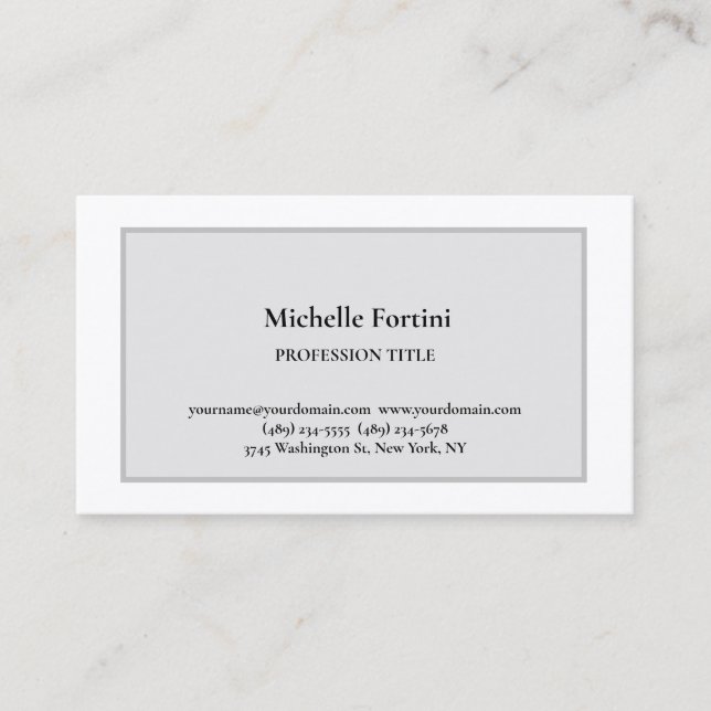 Premium Silke Elegant Plain Simple Minimalist Gråt Visitkort (Framsida)