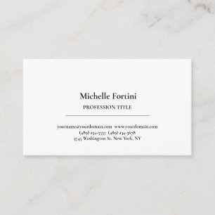 Premium Silke Elegant Plain Simple White Minimalis Visitkort
