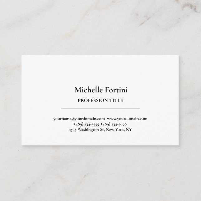 Premium Silke Elegant Plain Simple White Minimalis Visitkort (Framsida)