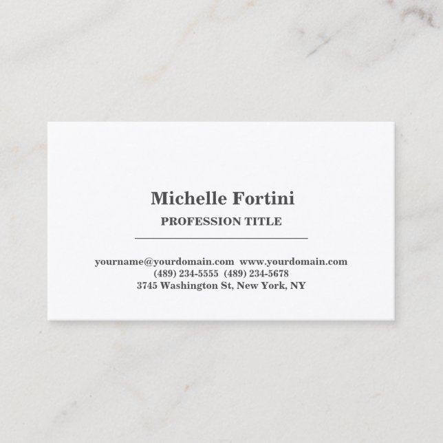 Premium Silke Elegant Plain Simple White Minimalis Visitkort (Framsida)
