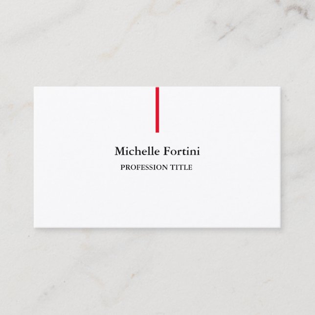 Premium Silke Elegant, vanlig, minimal röd vit Visitkort (Framsida)