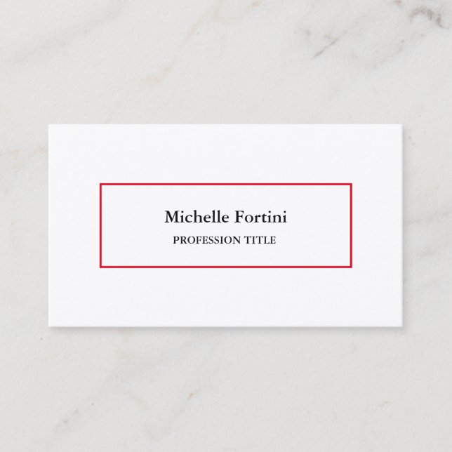 Premium Silke Elegant, vanlig, minimal röd vit Visitkort (Framsida)