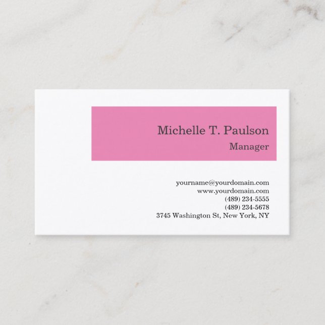 Premium Silke - minimalistisk modern Rosa vit Visitkort (Framsida)