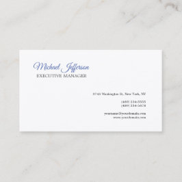 Premium Silke Modern Elegant Calligraphy Blue Whit Visitkort