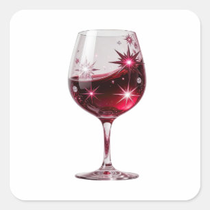 Premium Silver RÖD VIN GLAS Klistermärke Design