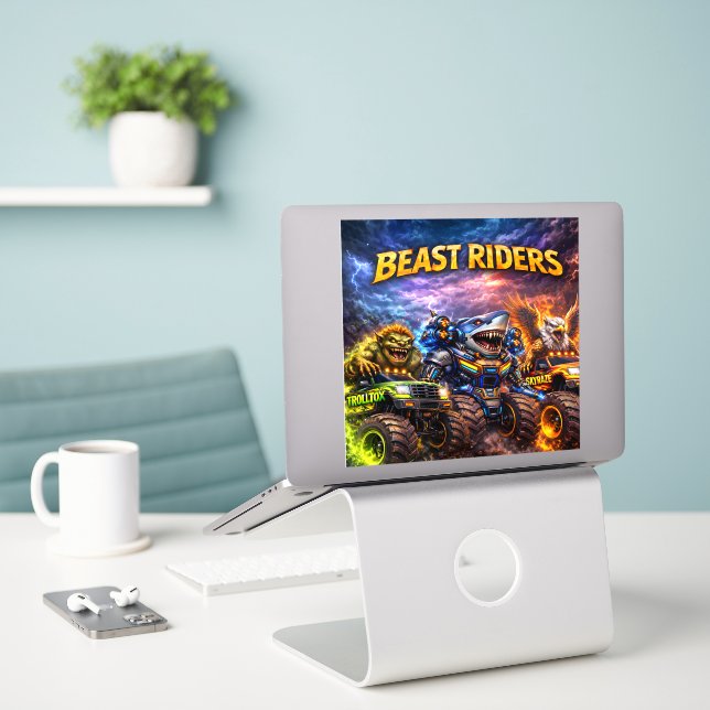 Premium specialskuren vinyl monstertruck dekal (Laptop På Skrivbordet)