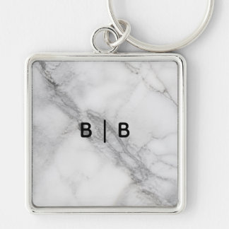 Premium Square, Liten Fyrkantig Silverfärgad Nyckelring