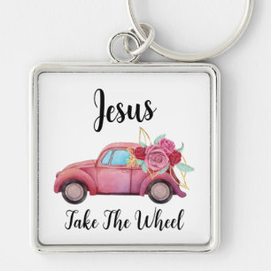 Premium Square Metall-nyckelkedja, liten (1,38 tum Fyrkantig Silverfärgad Nyckelring