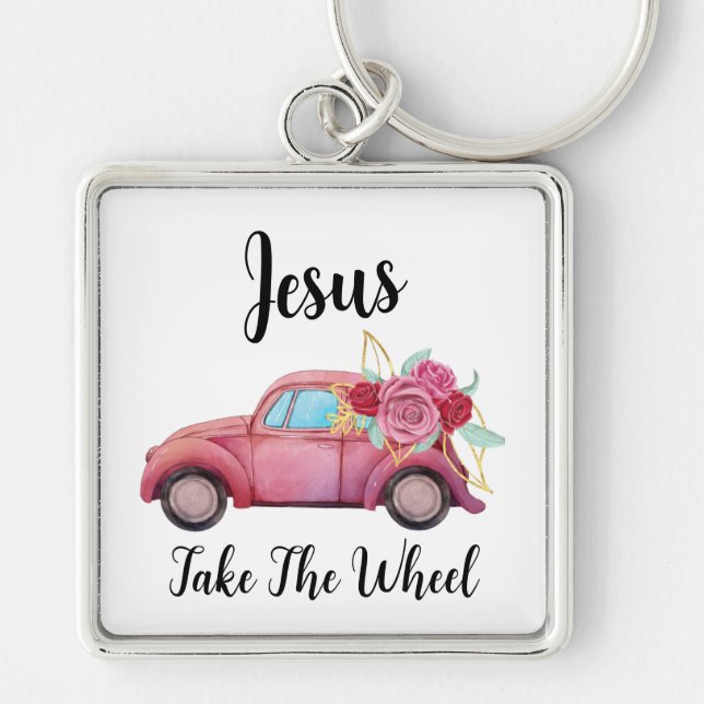 Premium Square Metall-nyckelkedja, liten (1,38 tum Fyrkantig Silverfärgad Nyckelring (Framsidan)