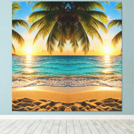 Premium sträckt canvas konst Solnedgång Strand