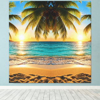 Premium sträckt canvas konst Solnedgång Strand