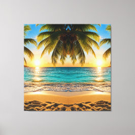 Premium sträckt canvas konst Solnedgång Strand