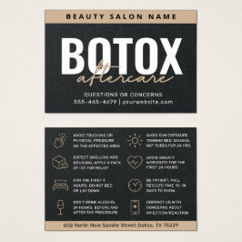 Premium svart Botox eftervårdsinstruktionskort Visitkort