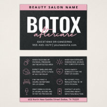 Premium svart Botox eftervårdsinstruktionskort