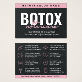 Premium svart Botox eftervårdsinstruktionskort Visitkort