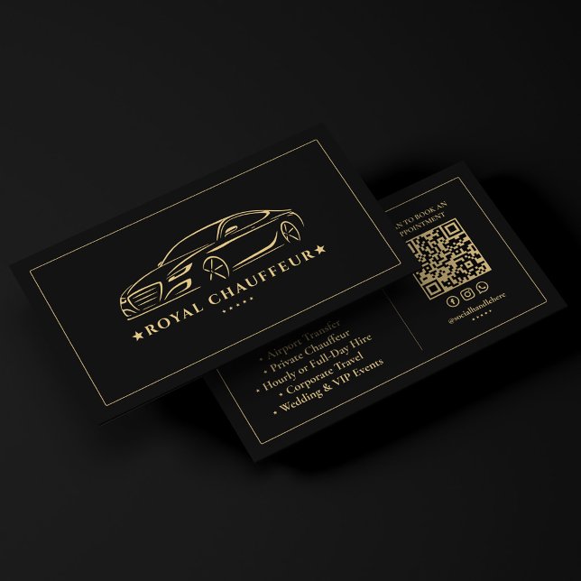 Premium Svart Exekutivbil med Privat Chaufför Visitkort (Premium Private Chauffeur Transport Service Black Business Card
)