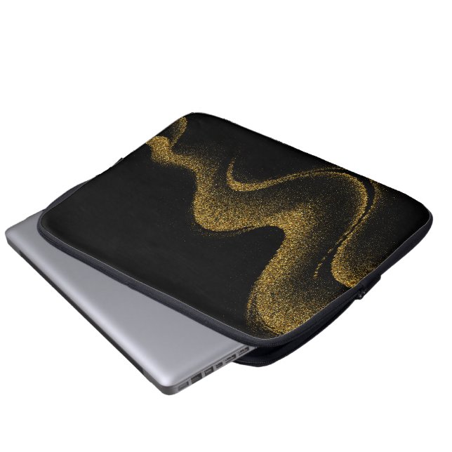 Premium Svart Guld Tech Stil Laptop Fodral (Framre botten)