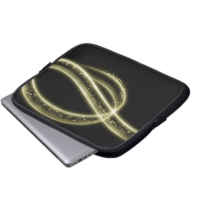 Premium Svart Guld Tech Stil Laptop Fodral (Framre botten)