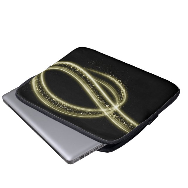 Premium Svart Guld Tech Stil Laptop Fodral (Framre botten)