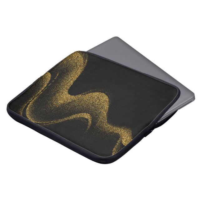 Premium Svart Guld Tech Stil Laptop Fodral (Framsida topp)